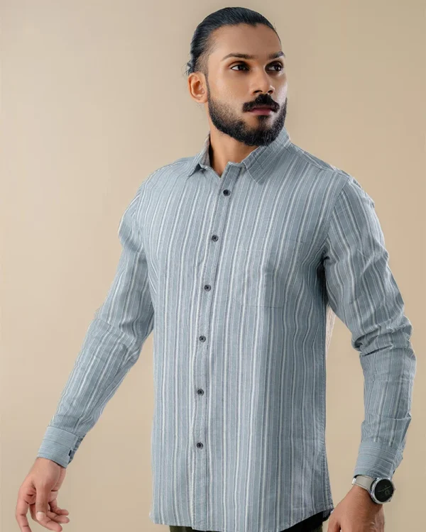 NavyMist Premium Striped Shirt
