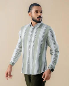 Olive Textured Stripe Shirt