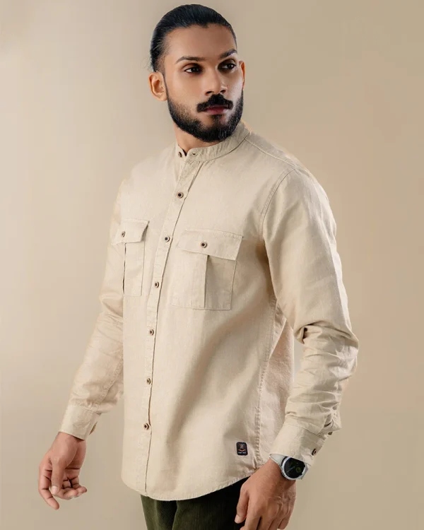 Mandarin Collar Casual Shirt