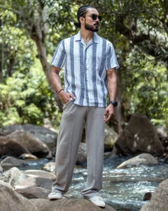 Silver Geo-Stripe Resort Shirt