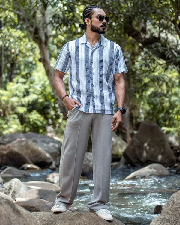 Silver Geo-Stripe Resort Shirt