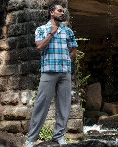 Teal Coast Popcorn Check Shirt