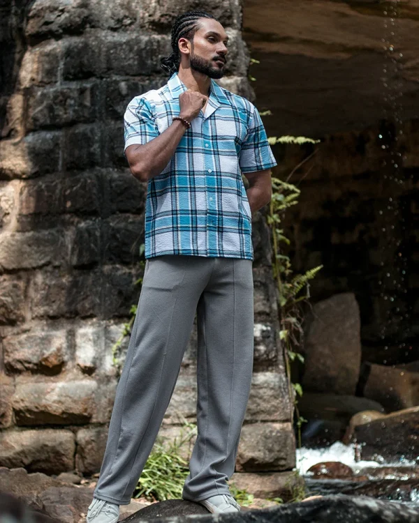 Teal Coast Popcorn Check Shirt