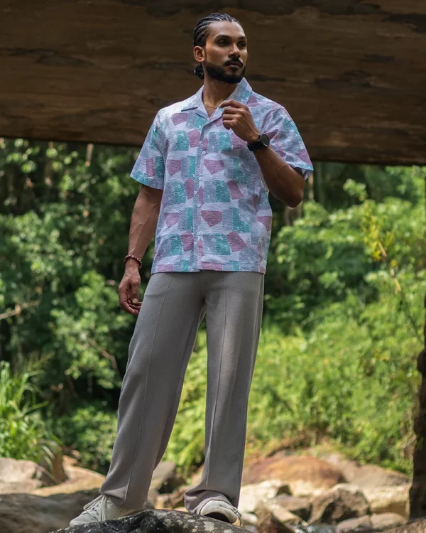 Dark Pink Printed Casual Shirt
