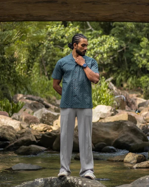 Teal Mosaic Geometry Shirt