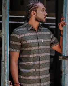Tribal Geo Olive Shirt