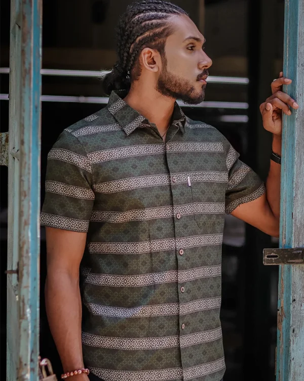 Tribal Geo Olive Shirt