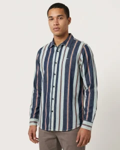 Multi-Stripe Indigo Cotton Shirt