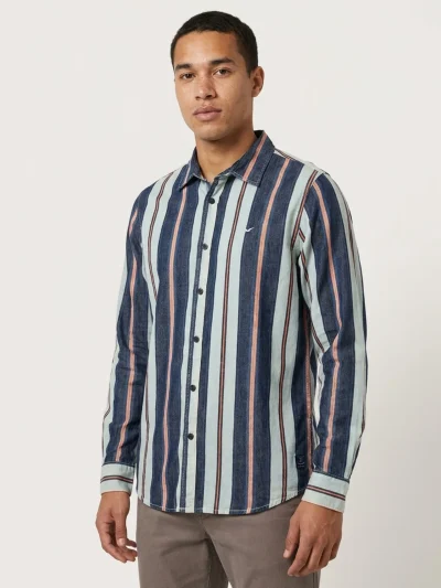 Multi-Stripe Indigo Cotton Shirt
