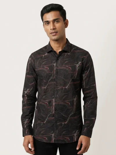 Home 22 Dark Abstract Swirl Cotton Long Sleeve Shirt