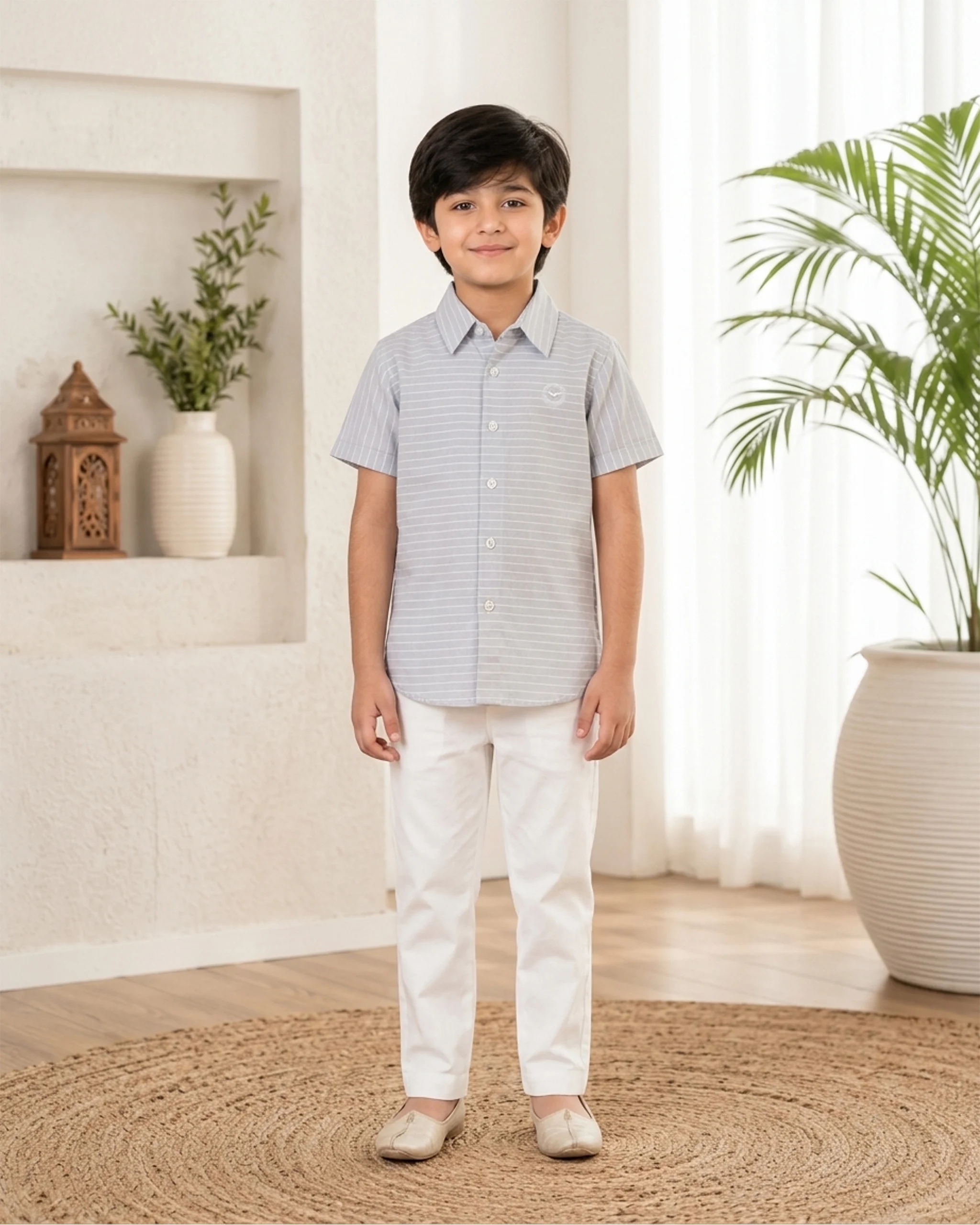Boys' Ice Striped Cotton Shirt 2 Boys' Ice Striped Cotton Shirt - Image 2